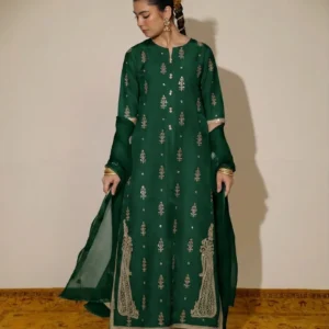 Bottle Green | 3-Piece Stitched Outfit