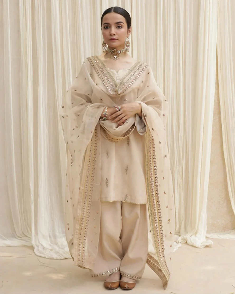 Beige Royale | Stitched 3-Piece