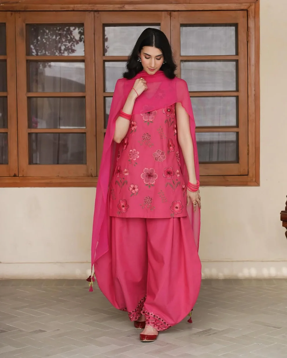Hot Pink-3 piece stitched suit